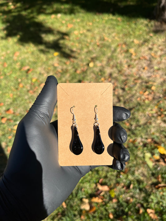 Black Flat Droplet Earrings