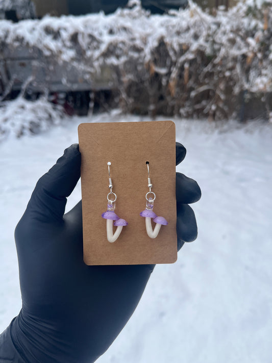 Purple Mushroom Earrings