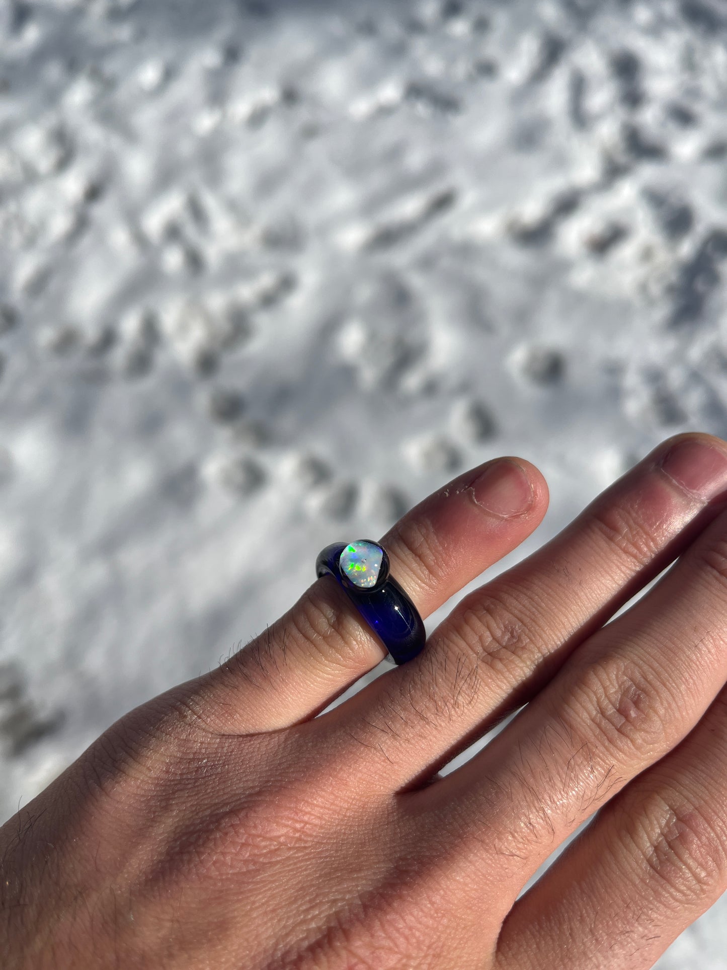 Cobalt Blue Opal Ring